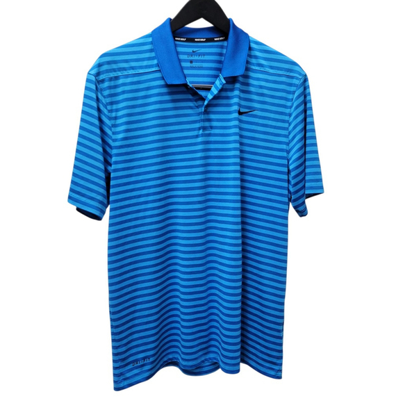 Nike Dri-FIT Men's Striped Golf Polo Shirt Size Large Excellent Condition - Picture 1 of 5